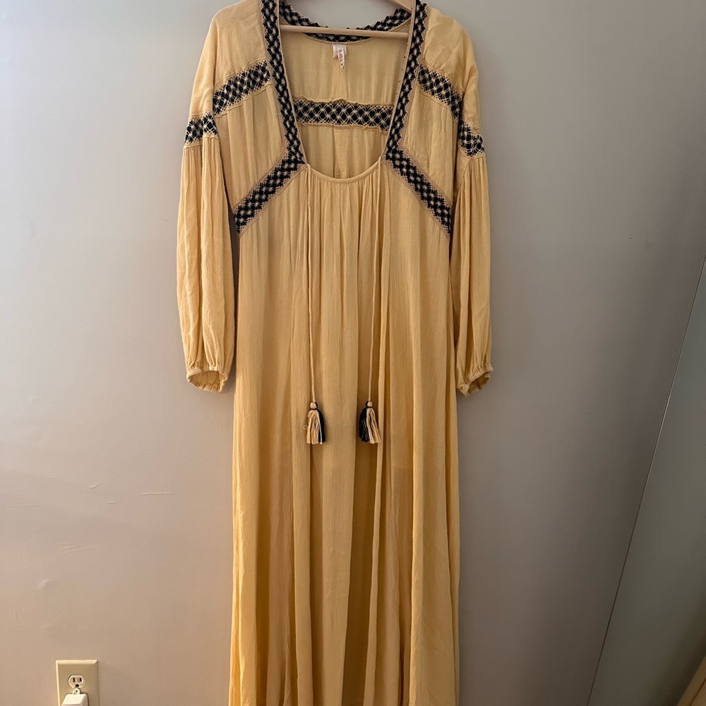 RAGA Yellow Long Sleeve Dress with Black Details